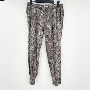 Banana Republic Snake Print Cropped Pants Women's Size XS Black Low Rise Pull On